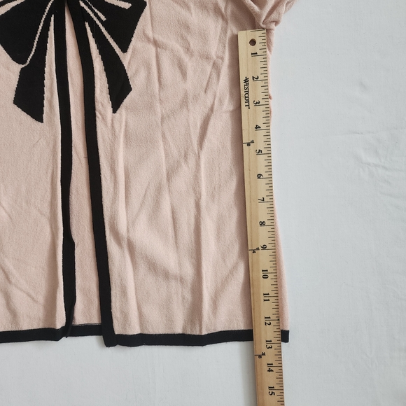Jones New York Size S Pink Cardigan w/ Black Bow Coquette - Picture 8 of 9